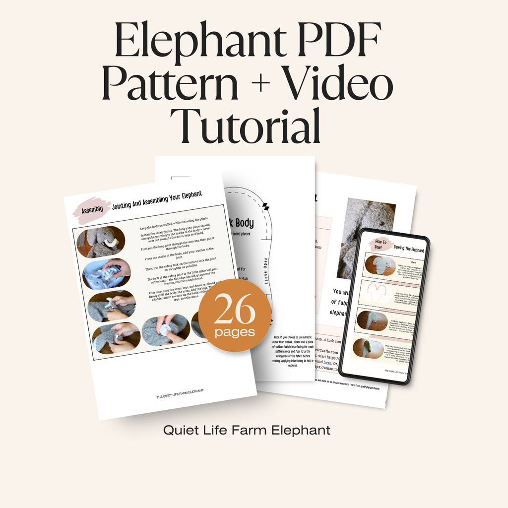 The Quiet Life Farm Elephant Sewing Pattern with Video Tutorial